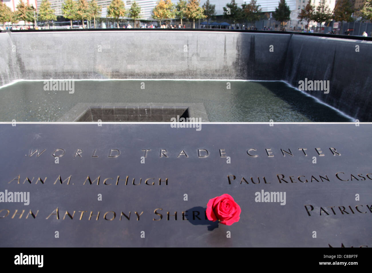 A Floral Tribute at the newly opened NATIONAL SEPTEMBER 11th MEMORIAL Stock Photo