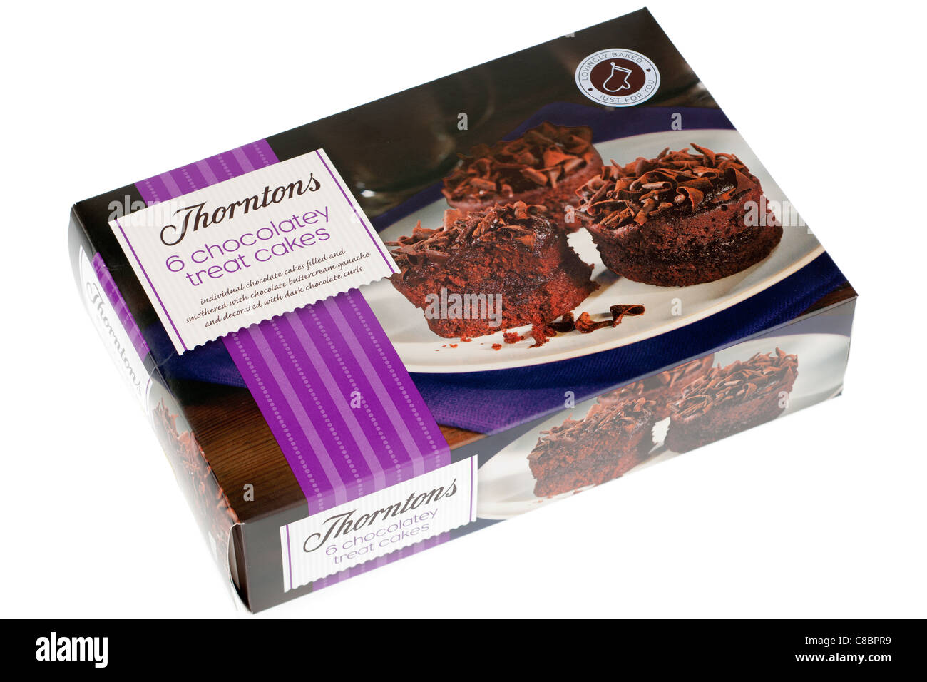 Box of  six chocolatey treat cakes buns Stock Photo