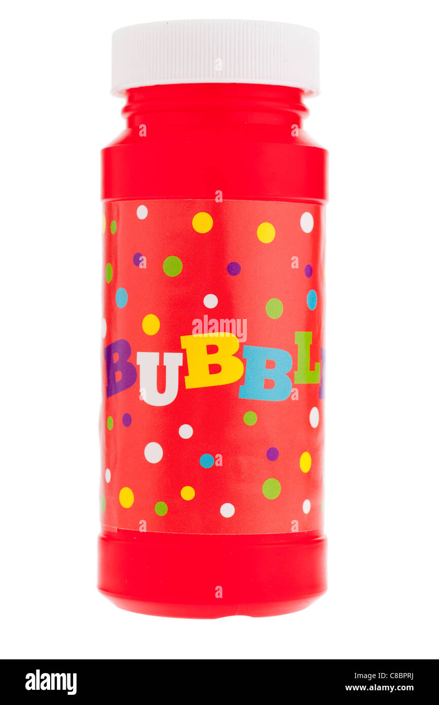 Red container of  kiddies soapy bubbles Stock Photo