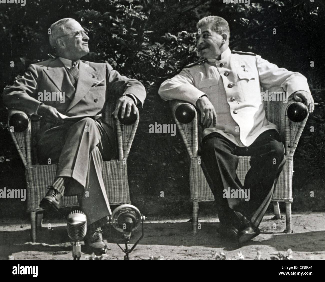 POTSDAM CONFERENCE February 4-11, 1945. US President Harry S. Truman at left with Joseph Stalin. Stock Photo