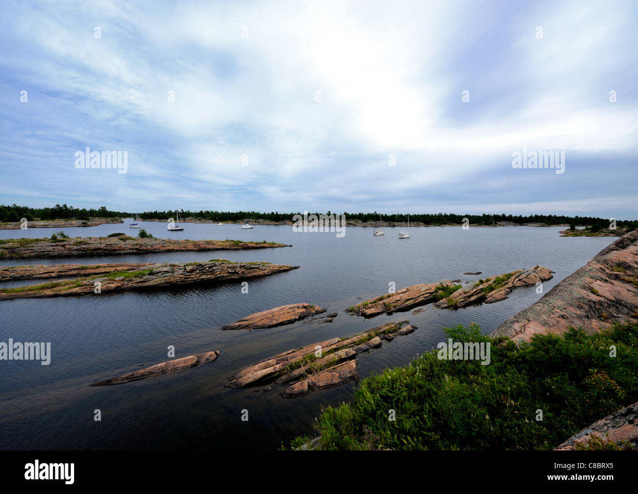 This is the entrance to the Bad river off bay, lake Huron in