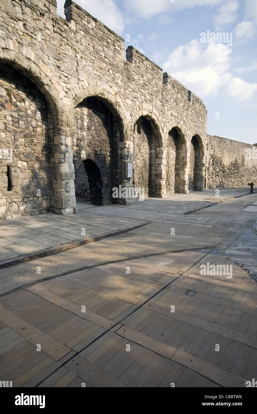 The Old town walls on Western Esplanade, Old Town, Southampton