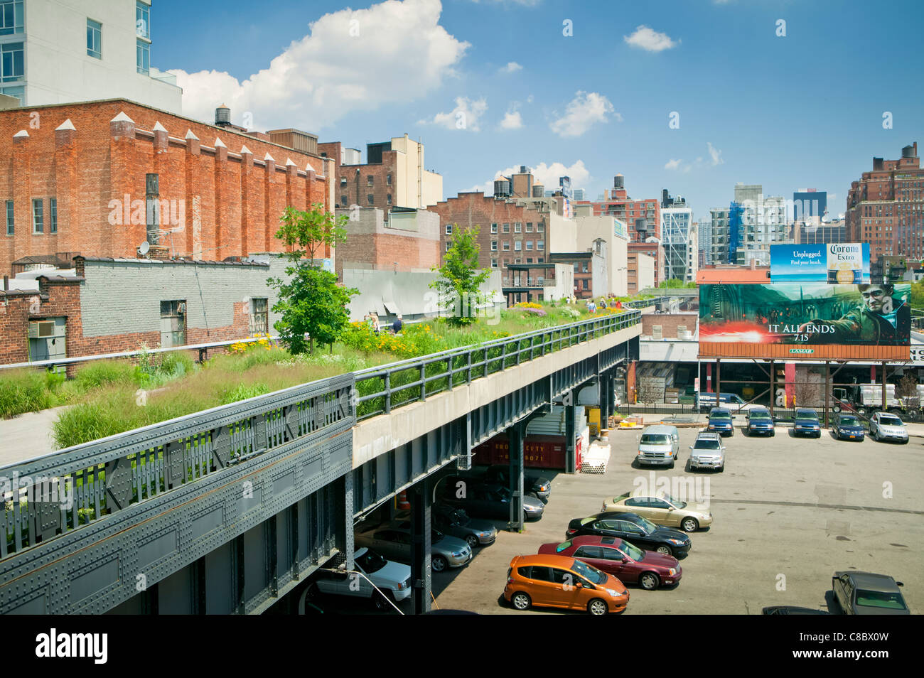 High Line Elevated Park over parking lot Stock Photo Alamy