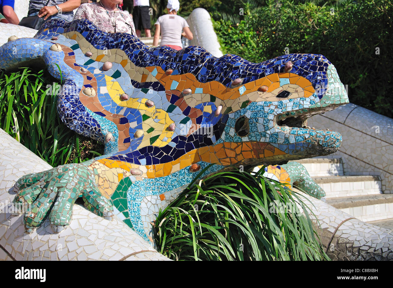 Gaudi S Mosaic Dragon Fountain Park Guell Gracia District Stock Photo Alamy
