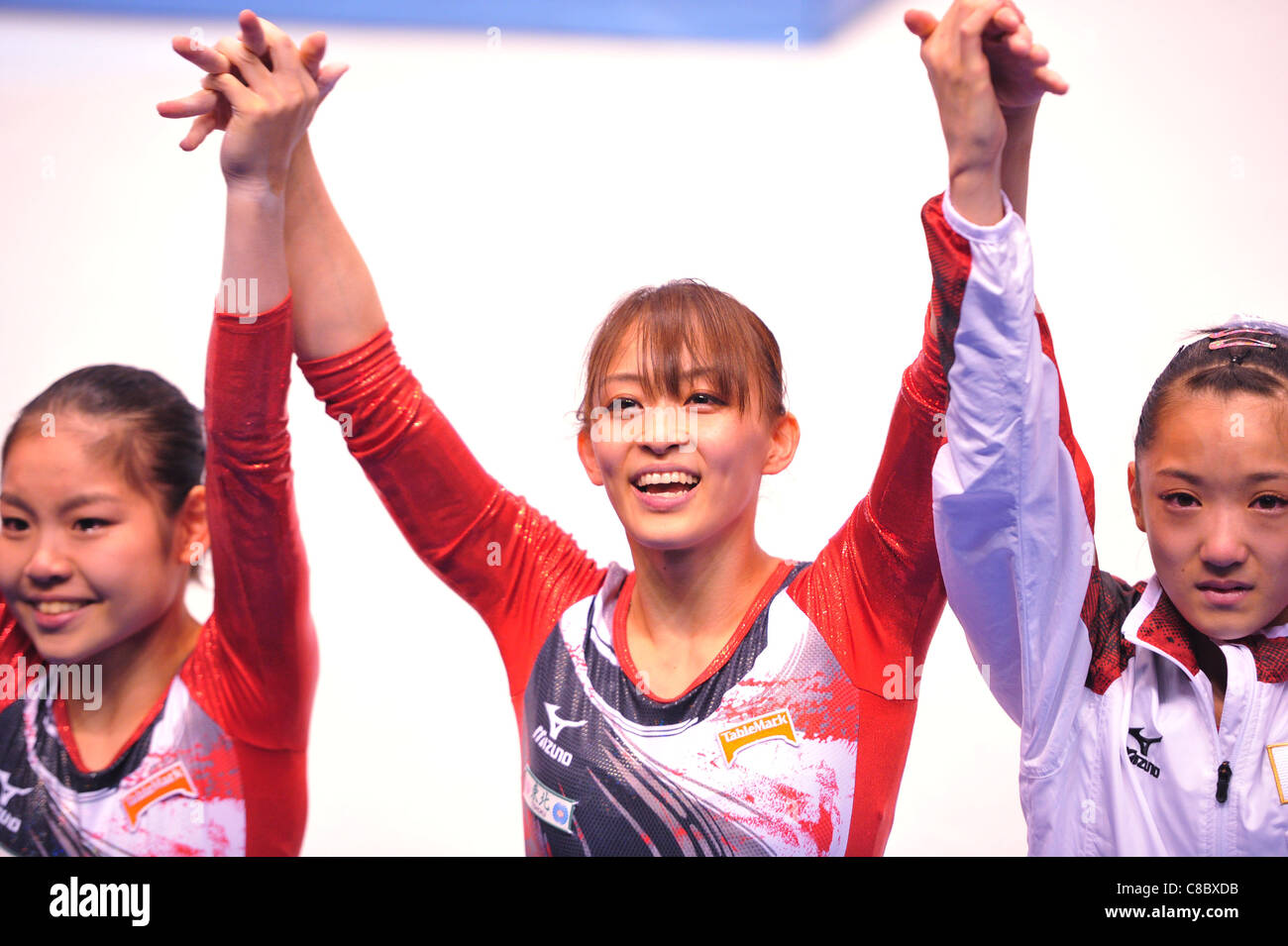Rie Tanaka (JPN) performs during the FIG World Artistic Gymnastics Championships Tokyo 2011. Stock Photo