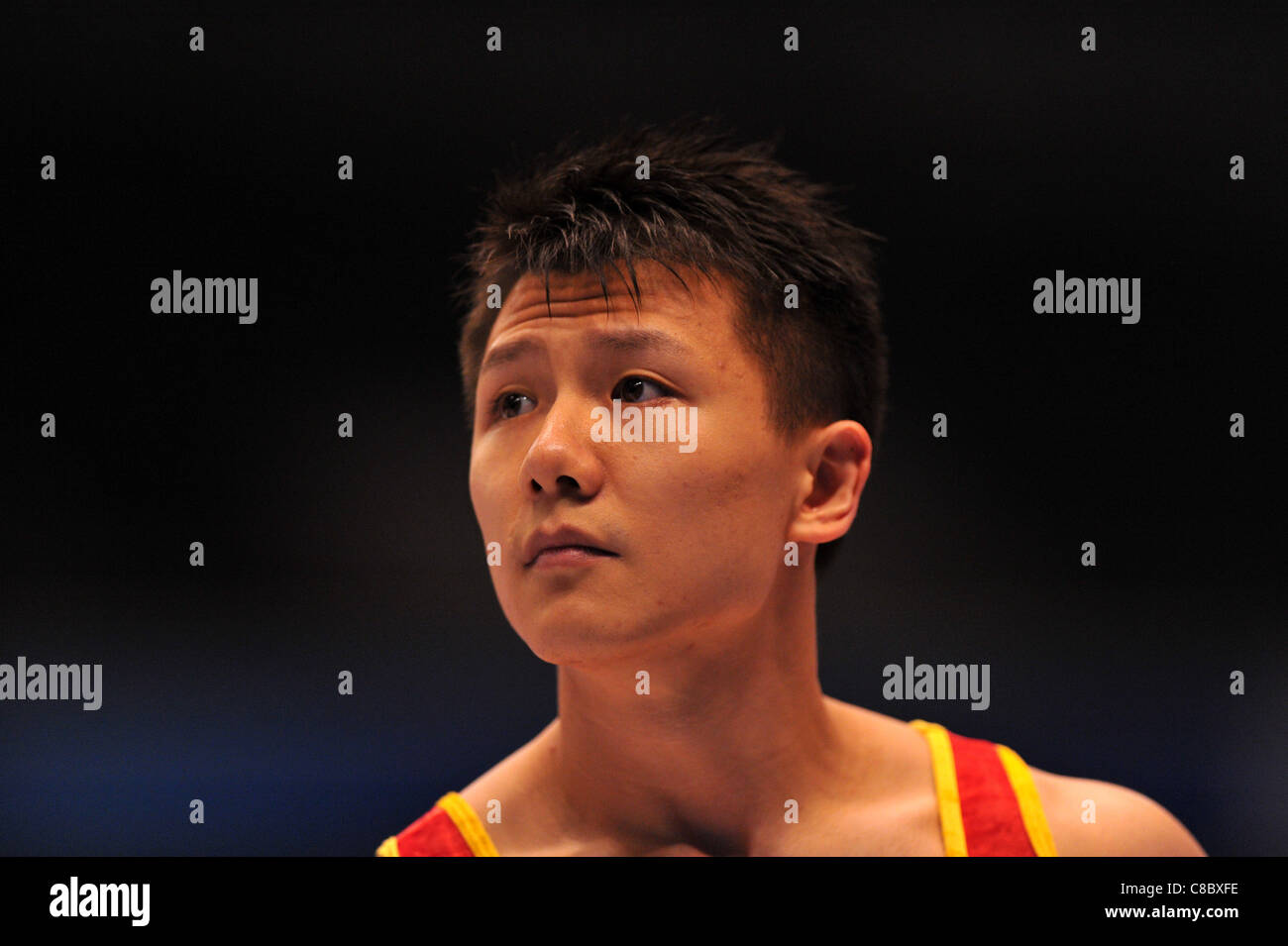 Chen Yibing (CHN) performs during the FIG World Artistic Gymnastics Championships Tokyo 2011. Stock Photo