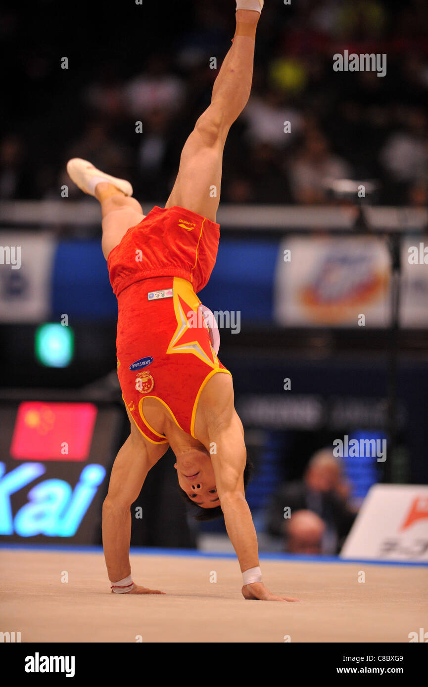 Zou Kai (CHN) performs during the FIG World Artistic Gymnastics Championships Tokyo 2011. Stock Photo