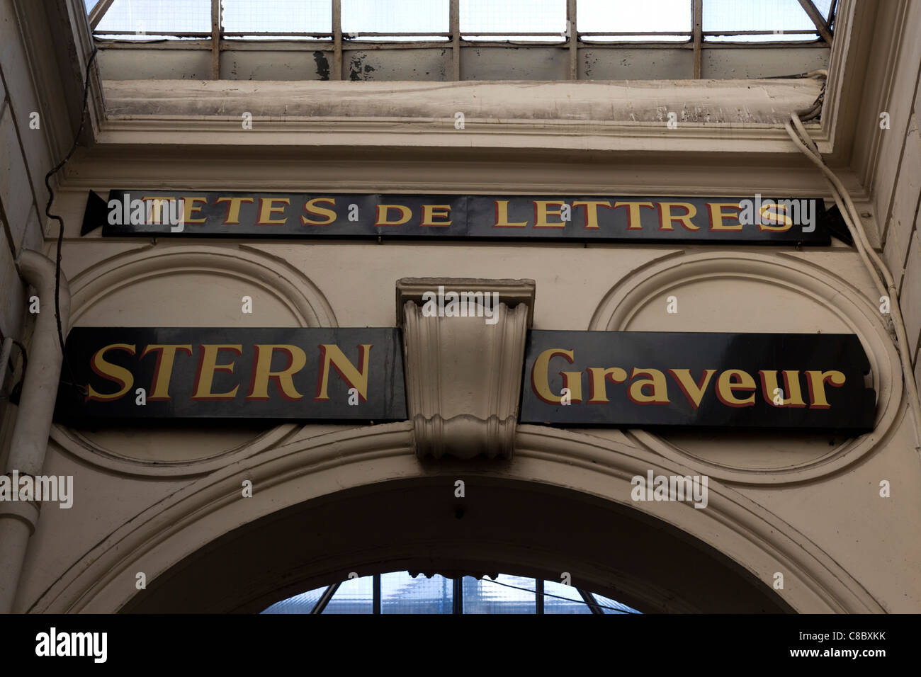 Sign for Stern, printer and engraver at the Passage des Panoramas, Paris, France Stock Photo