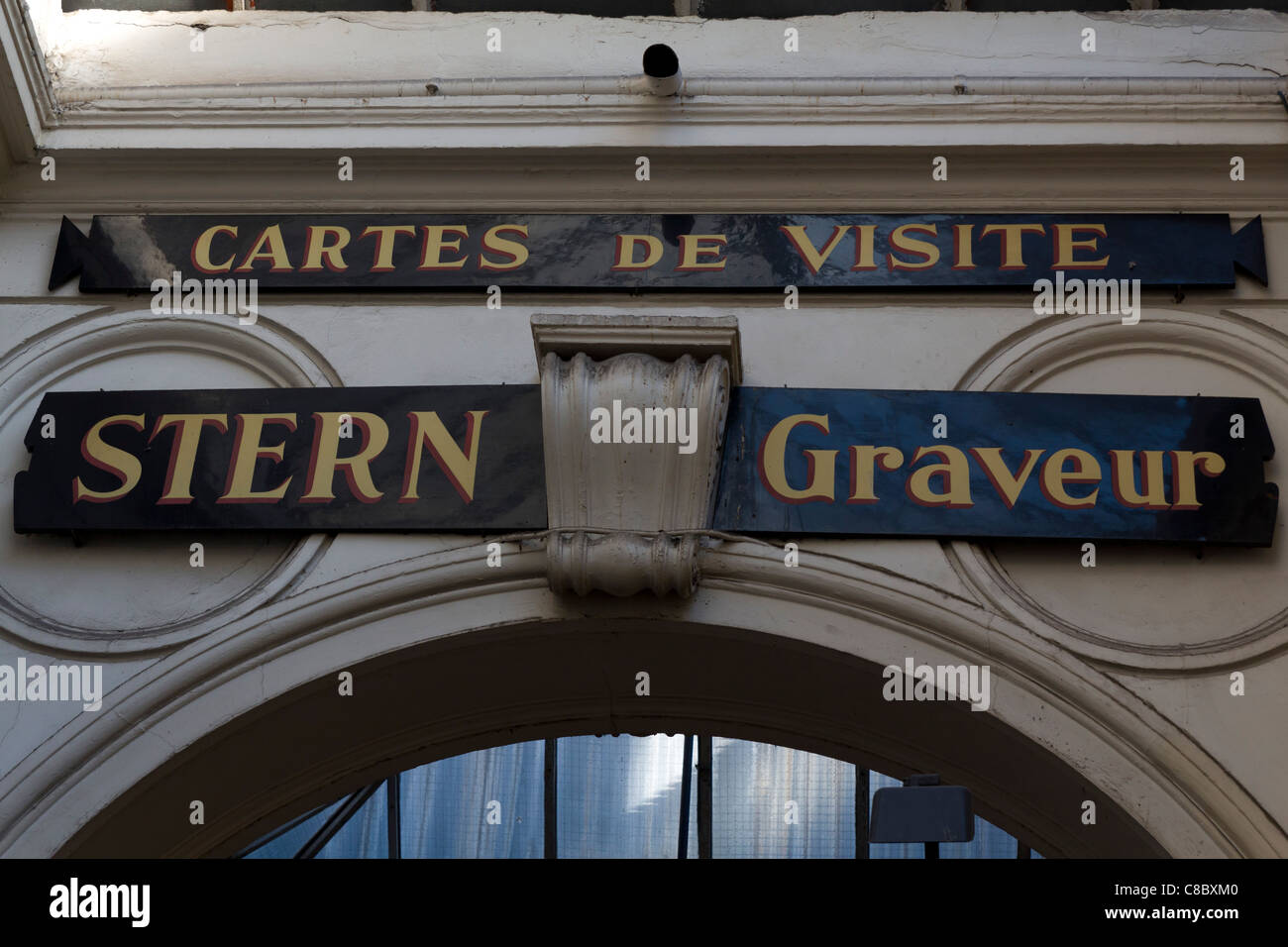 Sign for Stern, renowned printer and engraver at the Passage des Panoramas, Paris, France Stock Photo
