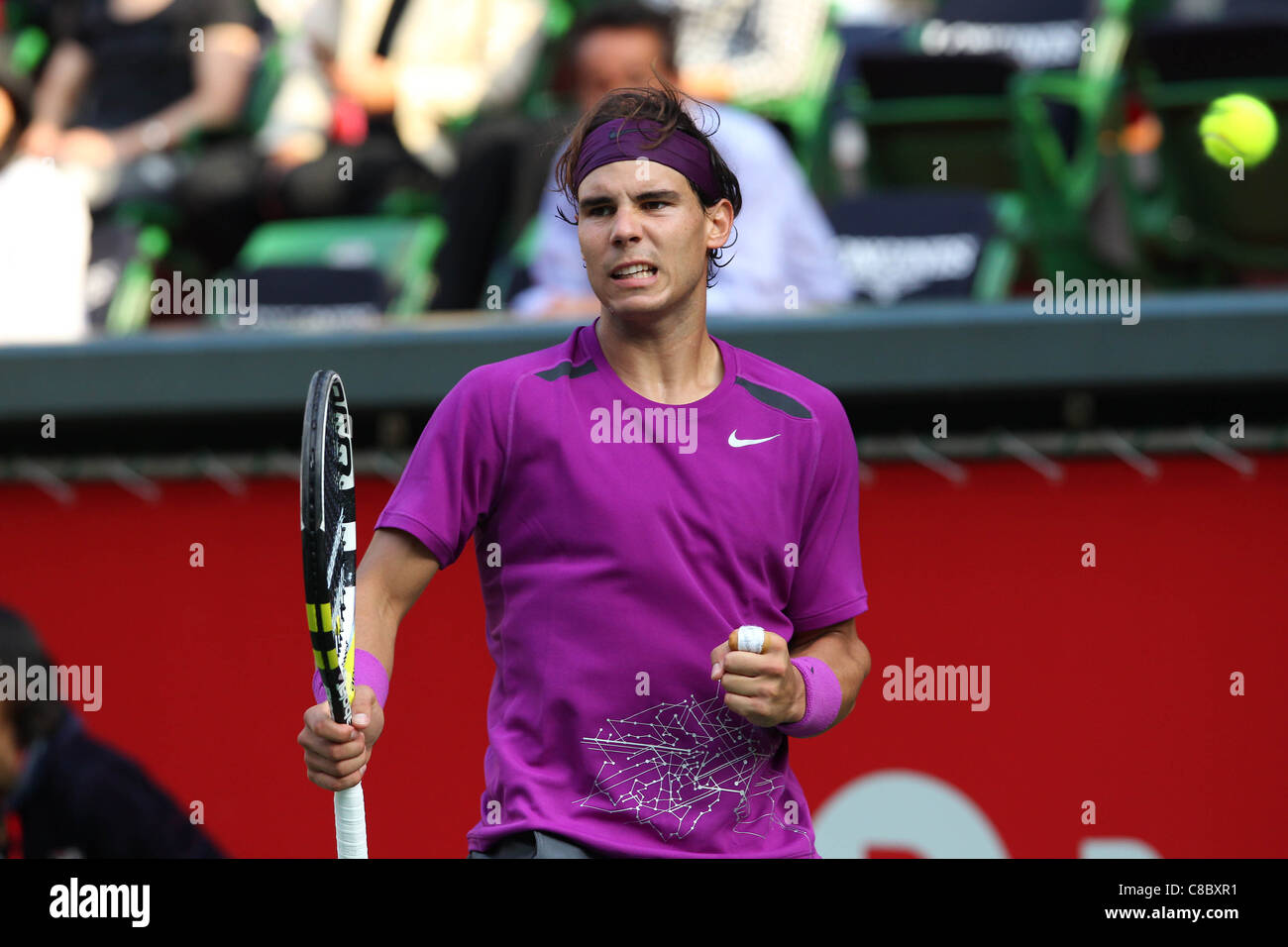 Rafael Nadal (ESP) plays during the Rakuten Japan Open Tennis Championships 2011. Stock Photo