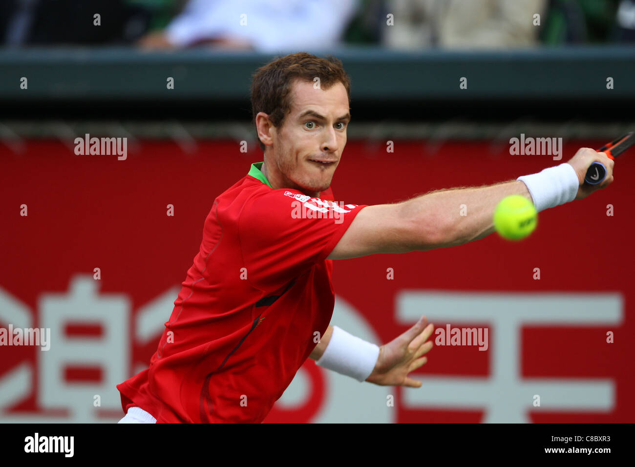 Andy Murray (GBR) plays during the Rakuten Japan Open Tennis Championships 2011. Stock Photo