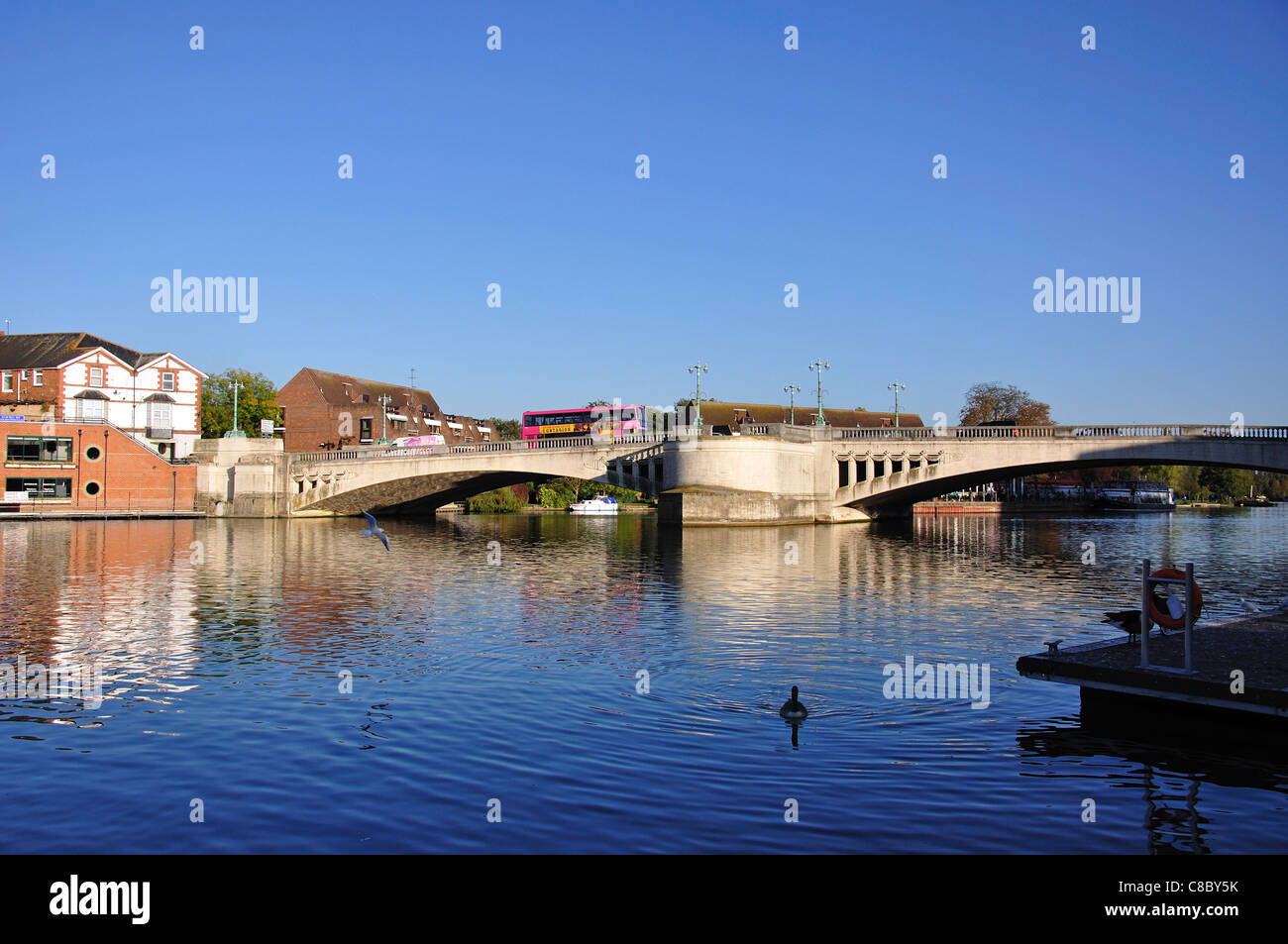 River Thames showing Caversham Bridge, Caversham, Reading, Berkshire, England, United Kingdom Stock Photo