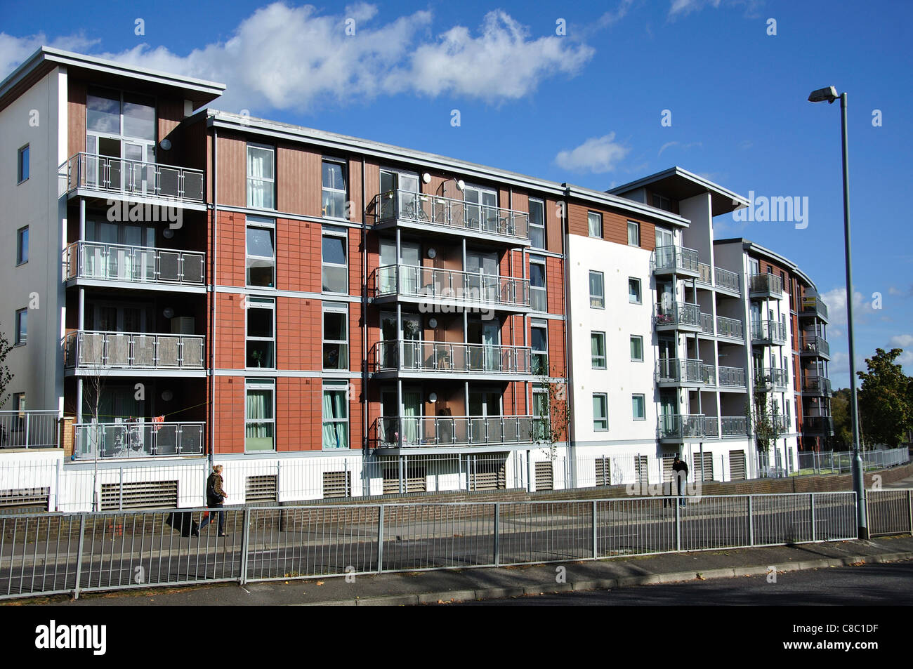 Modern apartment buildings on London Road, Bracknell, Berkshire