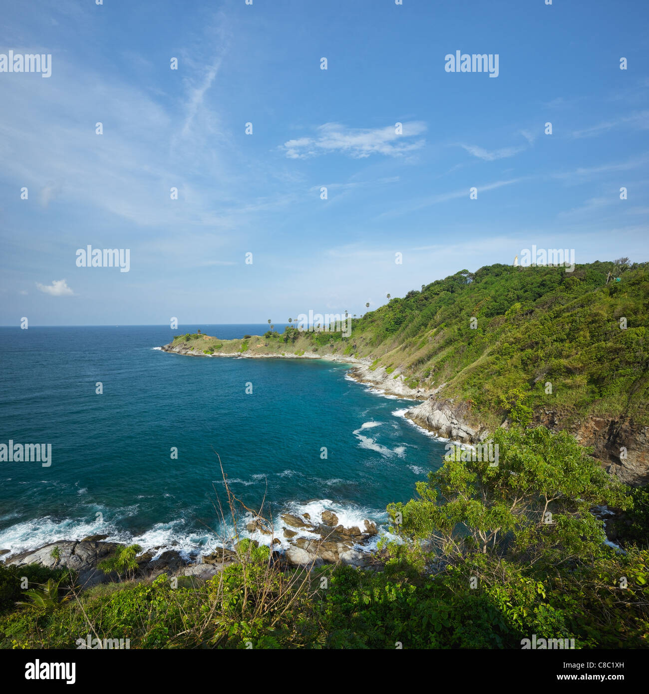 View of Promthep cape in the morning. Phuket island, Thailand. Stock Photo