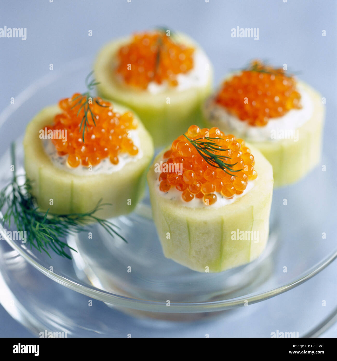 cucumber with trout roe Stock Photo - Alamy