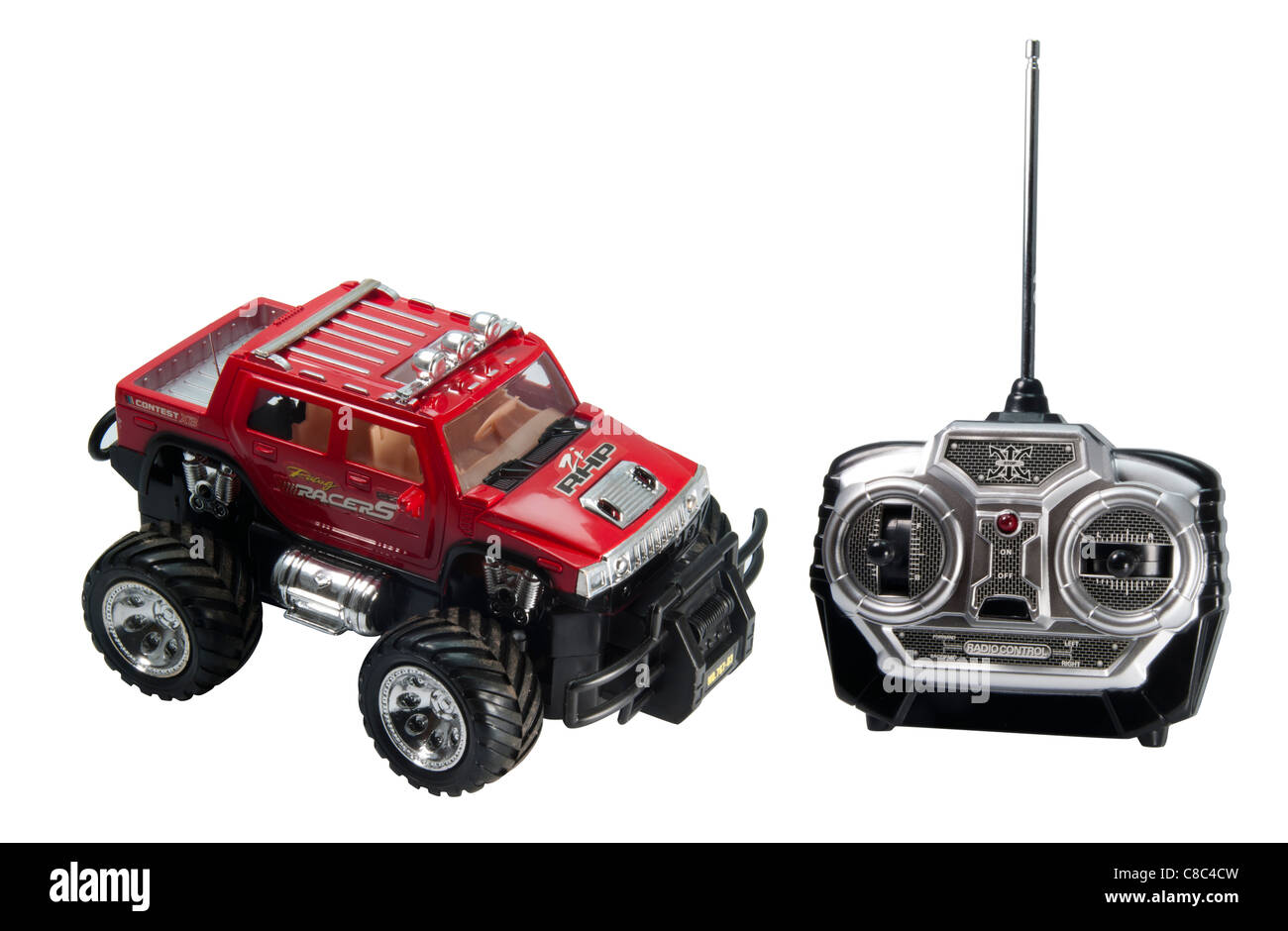 remote controlled truck toy car  - Hummer, on white background. Stock Photo