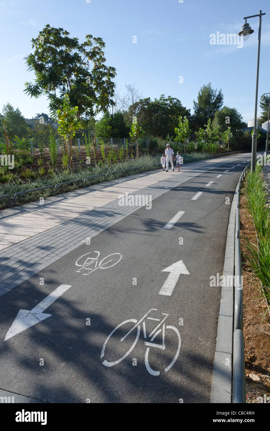 dedicated cycling lanes on an urban promenade. german colony