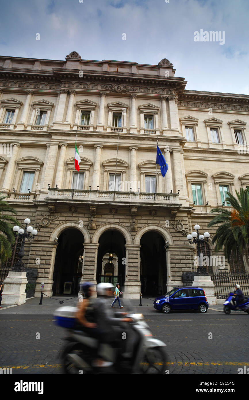 Italy's national bank, the Banca D'Italia building on Via Nazionale in Rome, Italy. Stock Photo