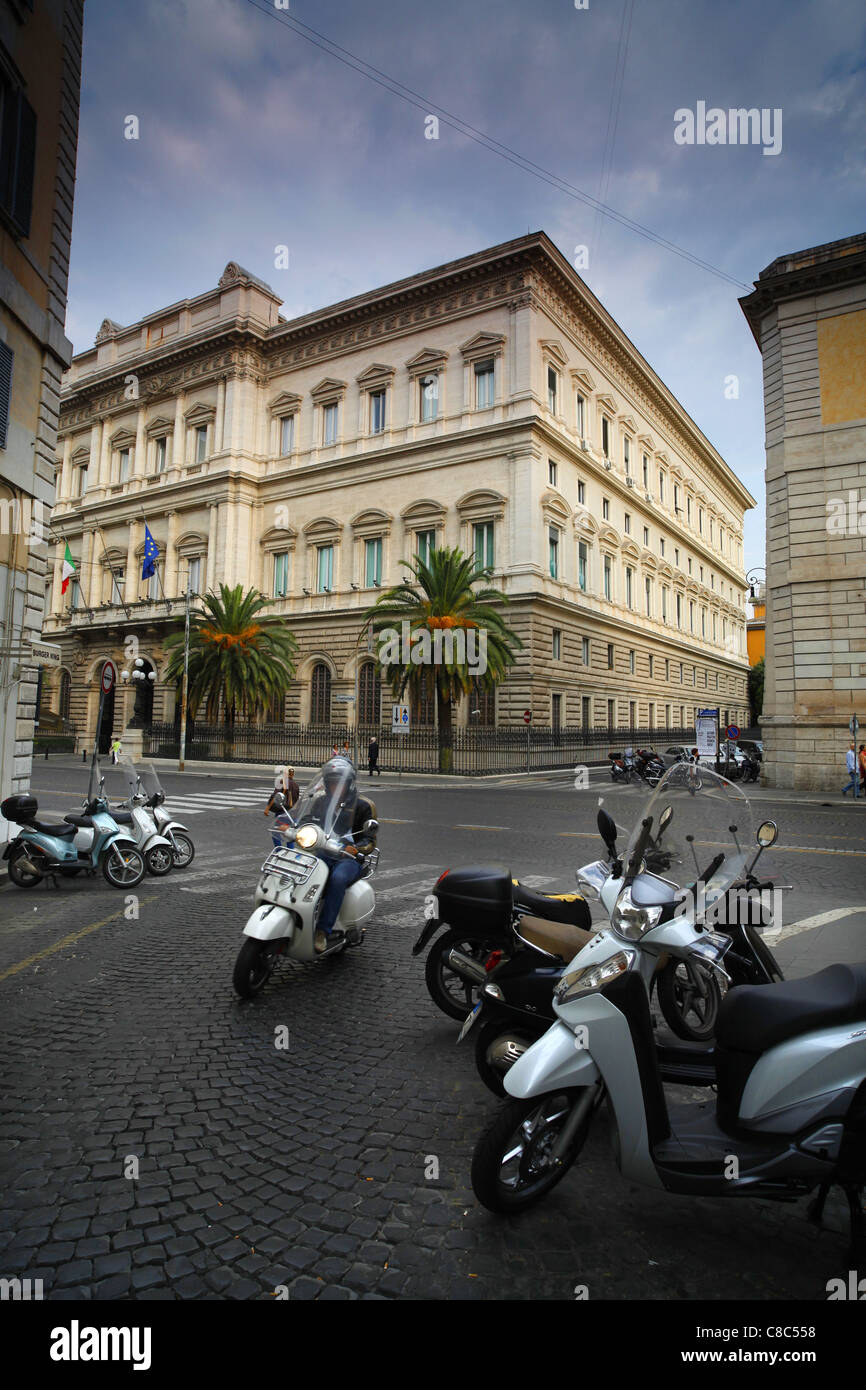 Italy's national bank, the Banca D'Italia building on Via Nazionale in Rome, Italy. Stock Photo