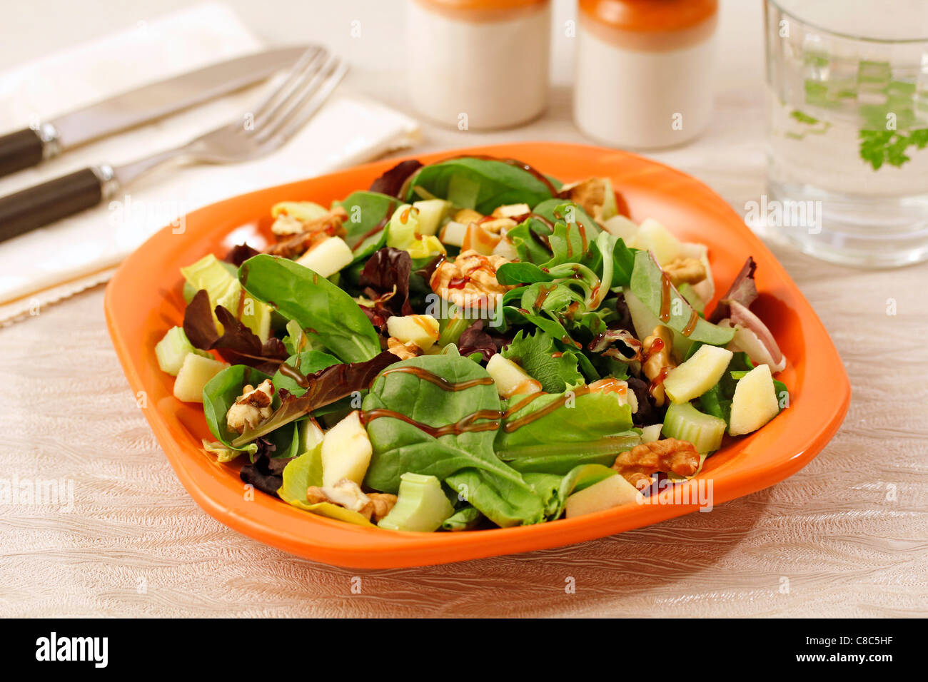 Salad with nuts. Recipe available Stock Photo Alamy