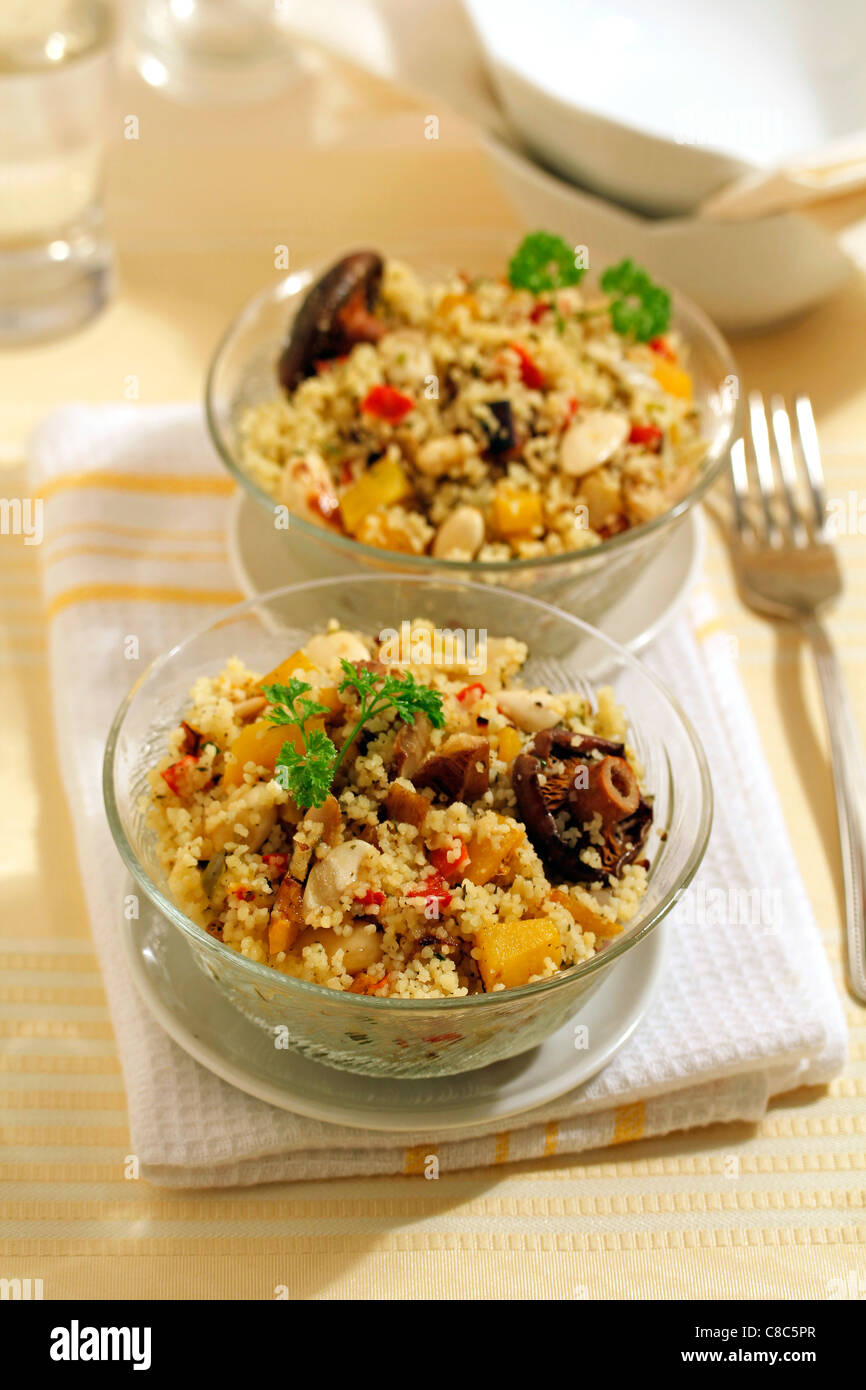 Couscous with mushrooms. Recipe available Stock Photo Alamy