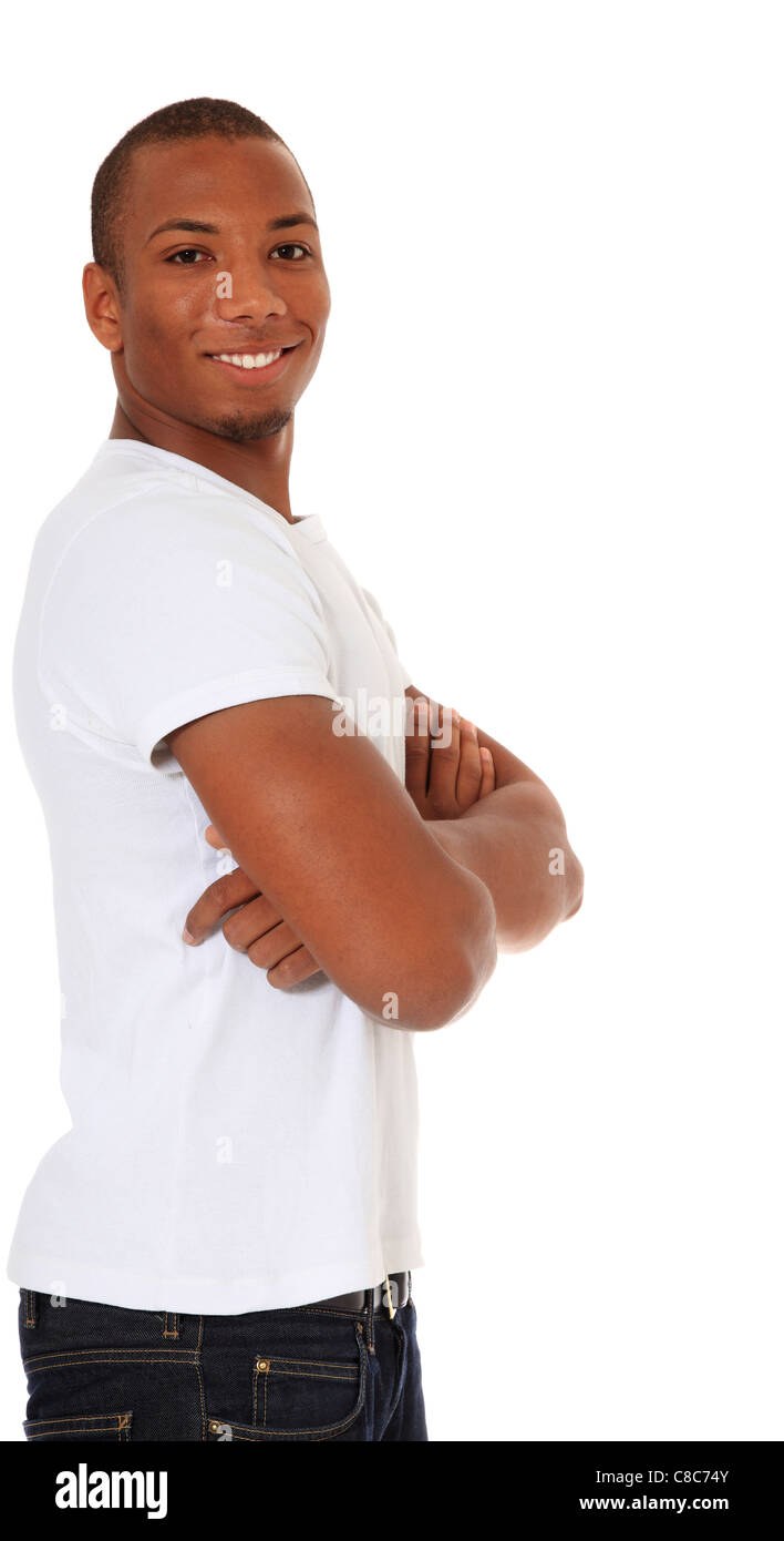 Attractive black man. All on white background. Stock Photo