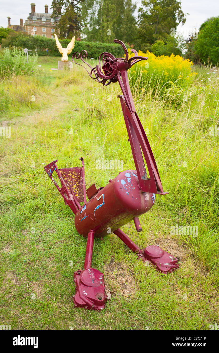 Recycled metal objects assembled in artistic fashion to represent a mythical bird Stock Photo