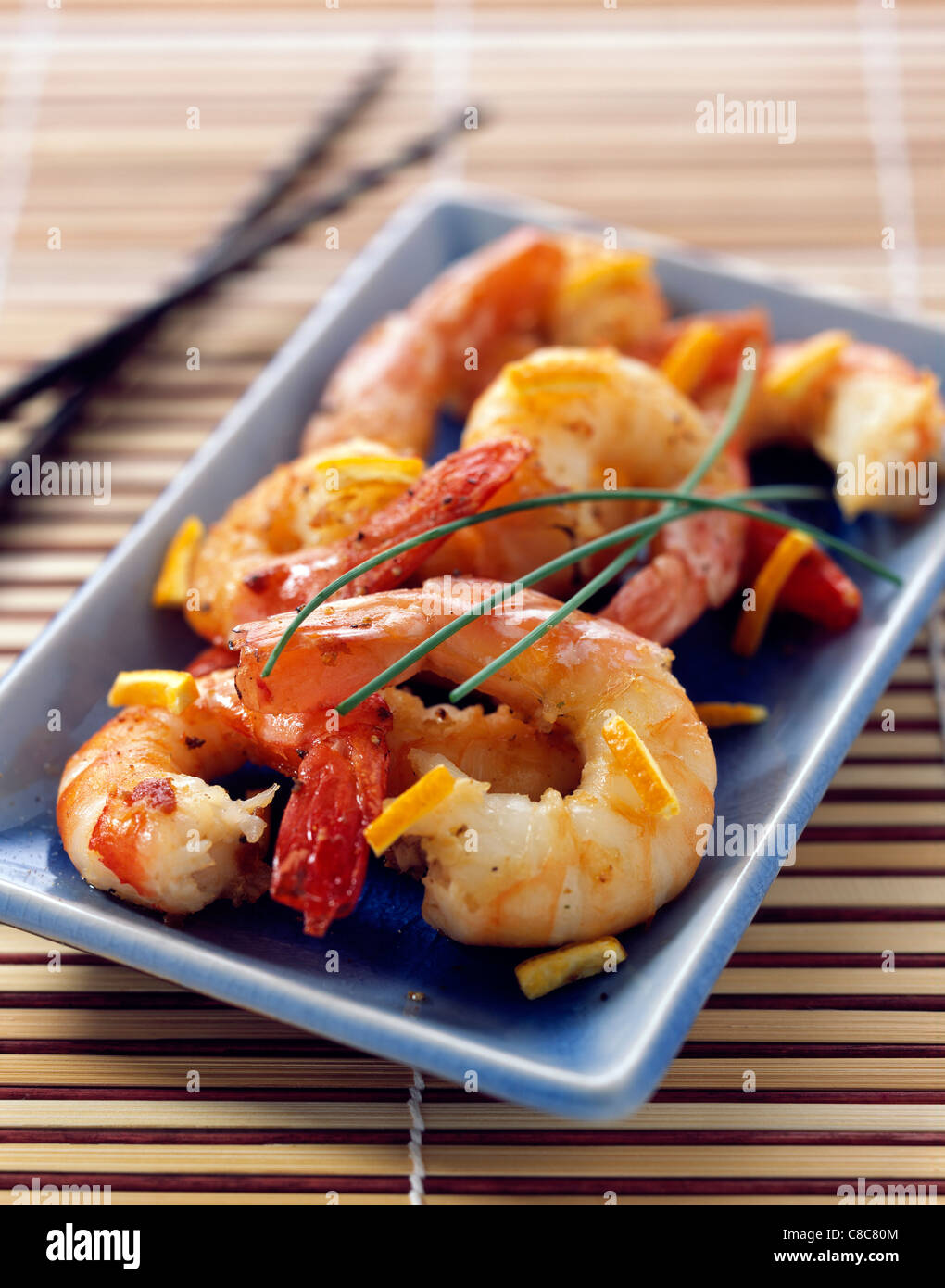 shrimps with orange Stock Photo
