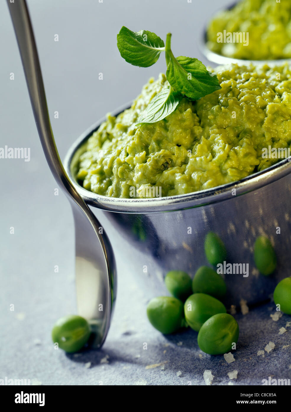 Mashed peas with mint Stock Photo