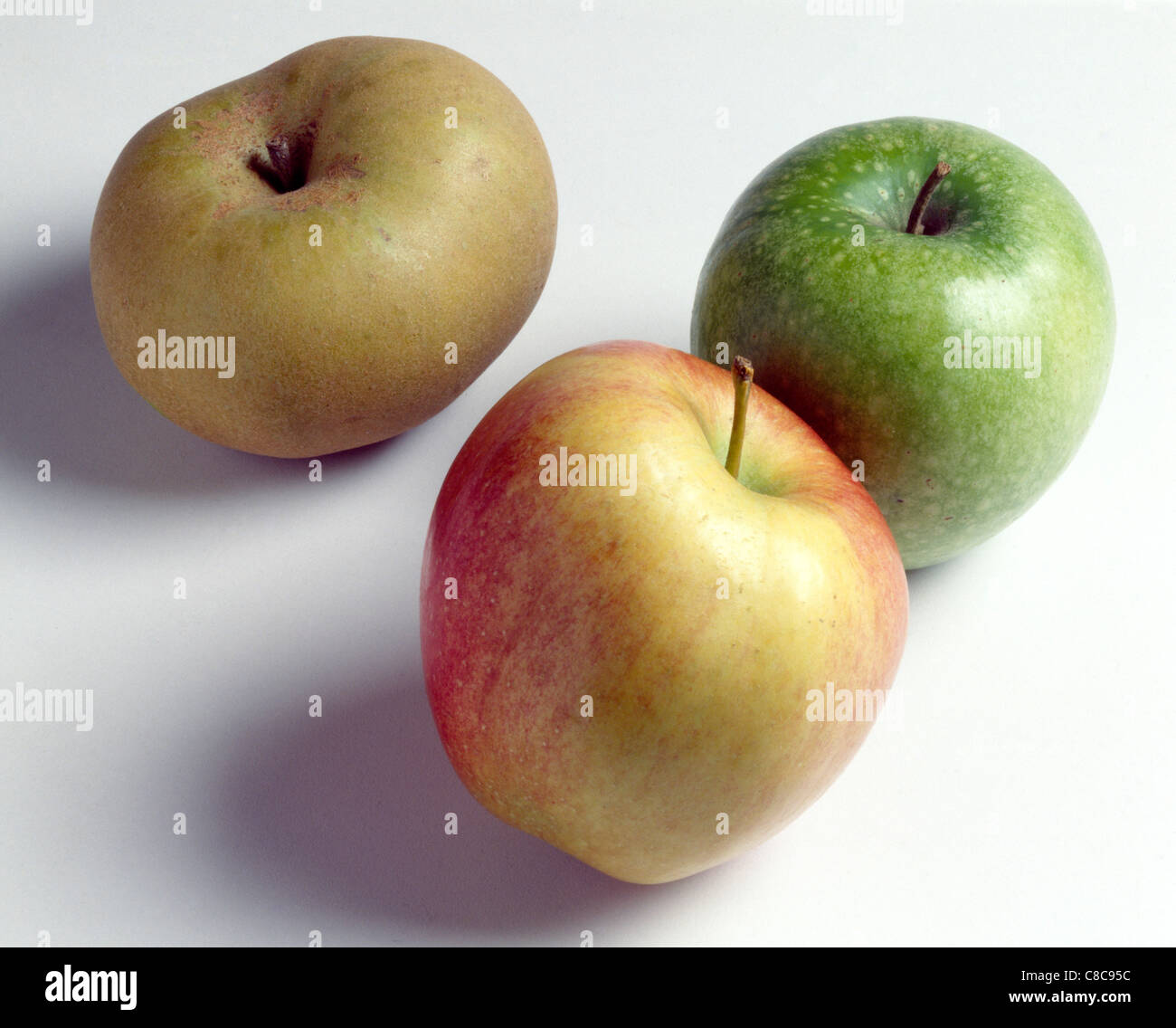 Reinette, Granny Smith and Royal Gala apples Stock Photo