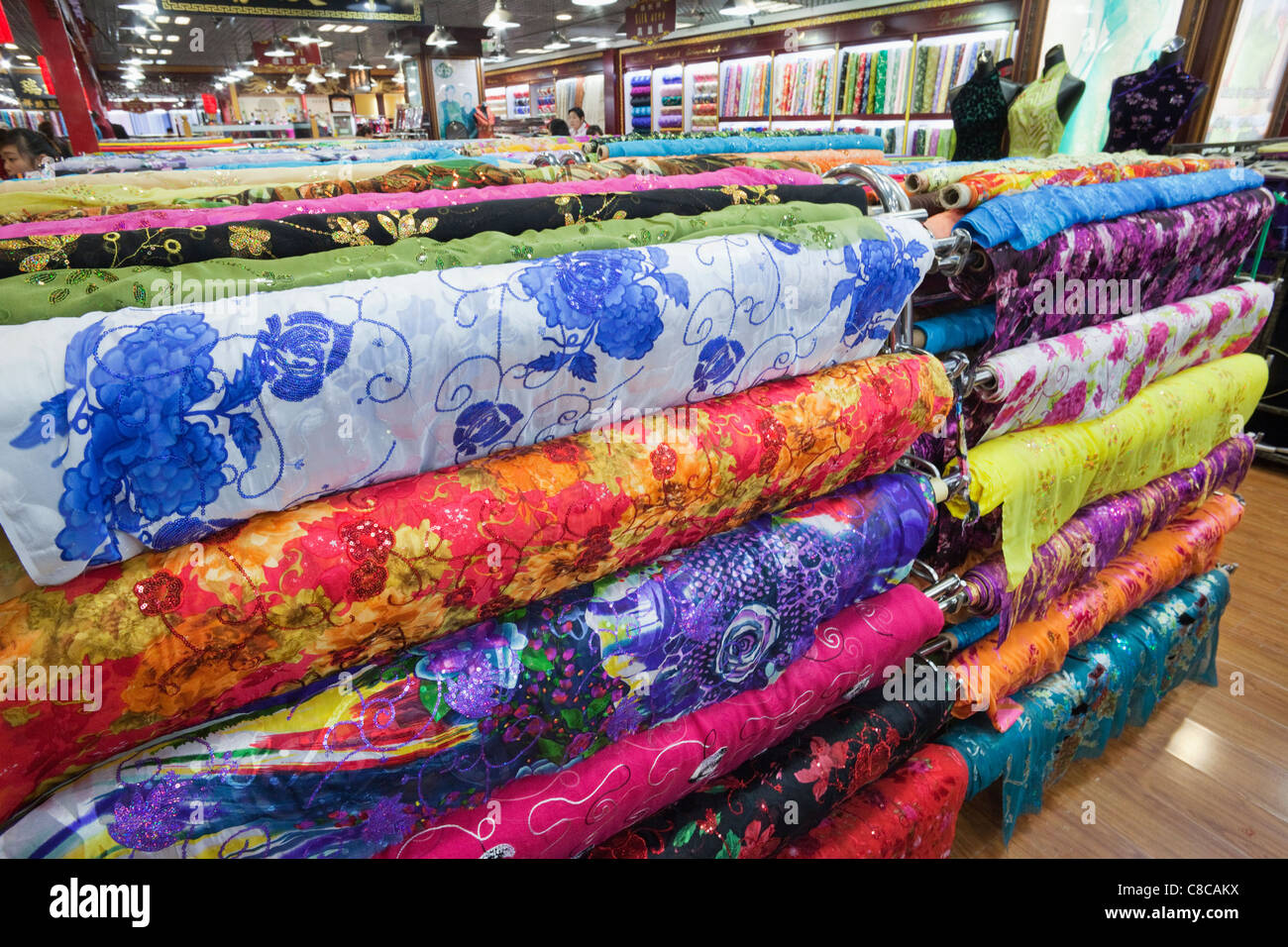 China, Beijing, The Silk Market, Material and Silk Shop Stock Photo Alamy