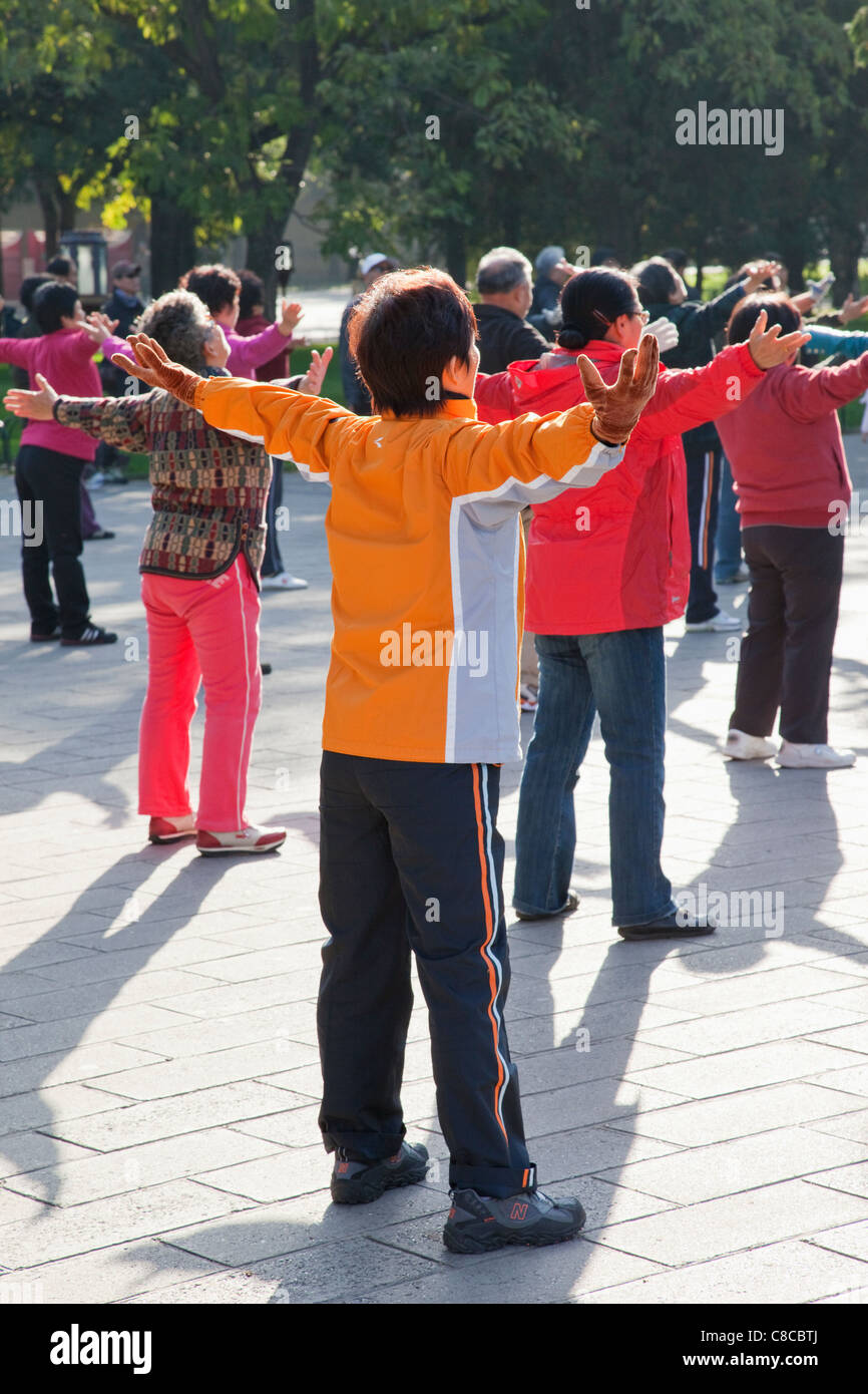 China, Beijing, Temple of Heaven Park, People Exercising Stock Photo