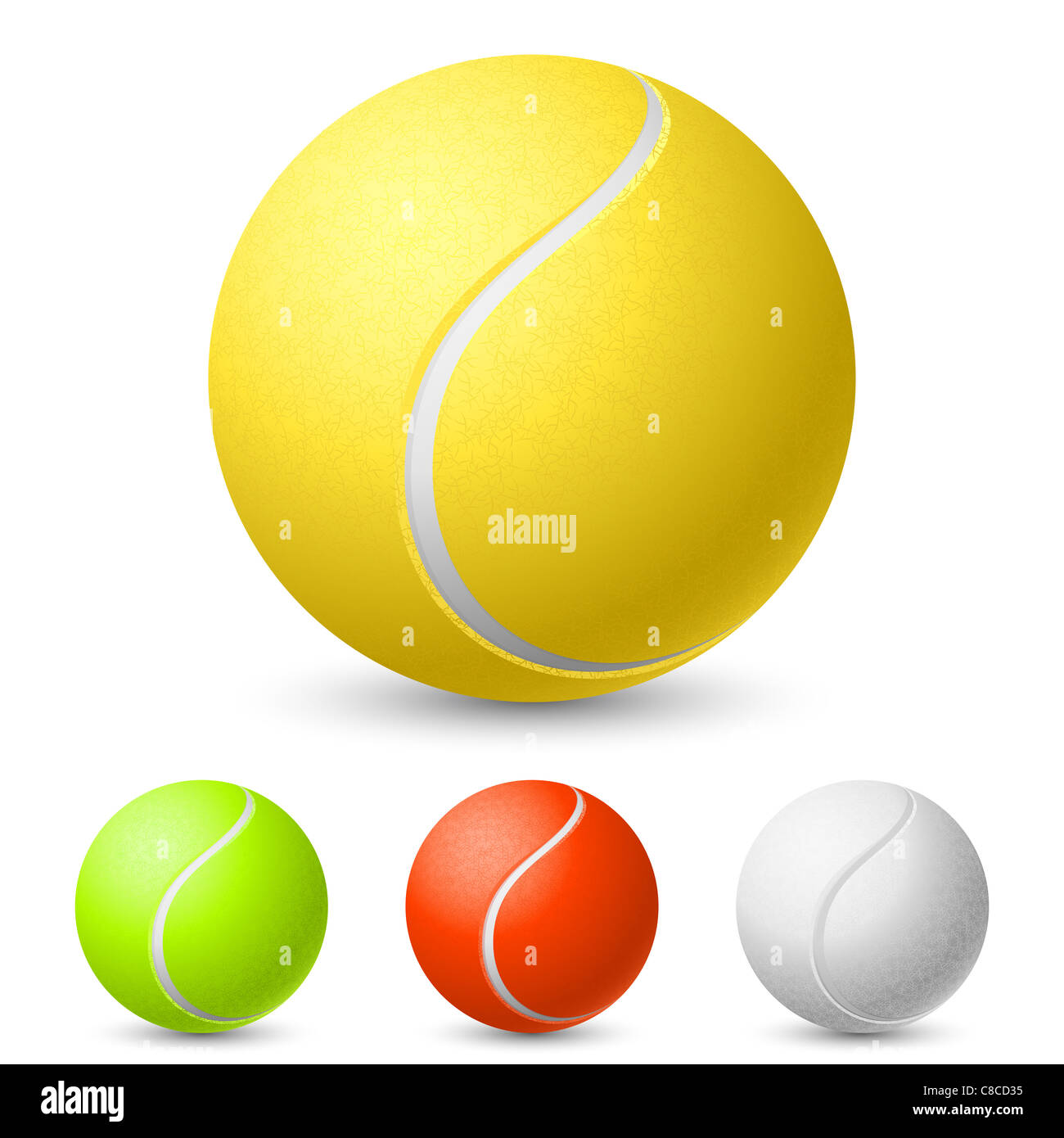 Realistic tennis ball in different colors. Illustration on white