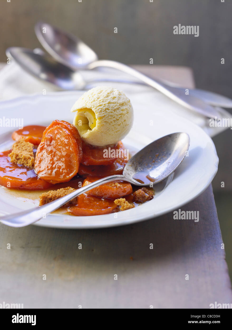 sweet patatoes confit with maple syrup Stock Photo