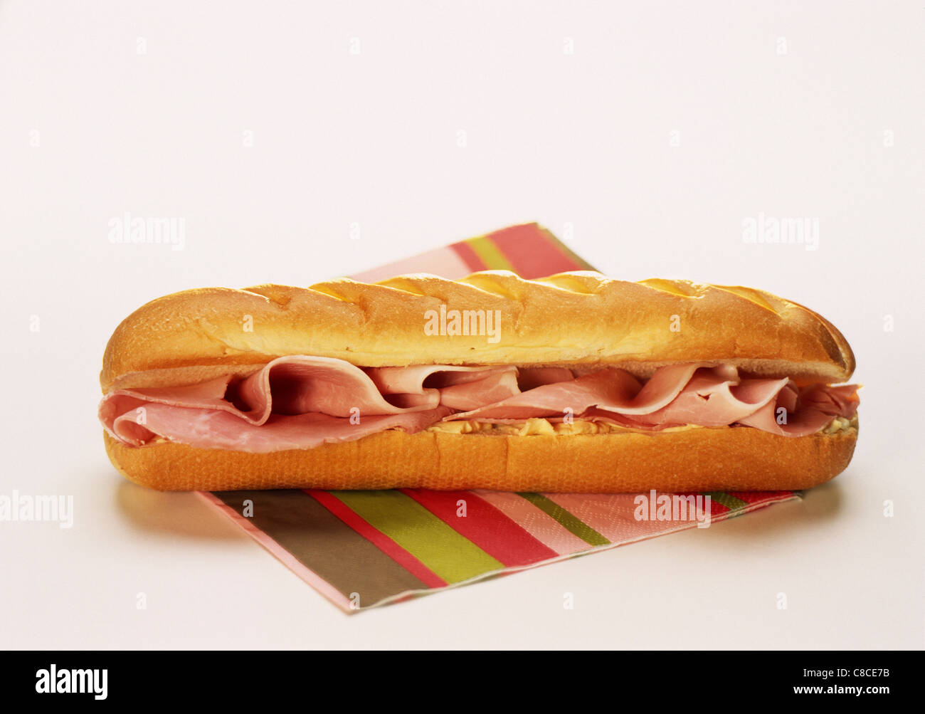 Butter and ham sandwich Stock Photo Alamy
