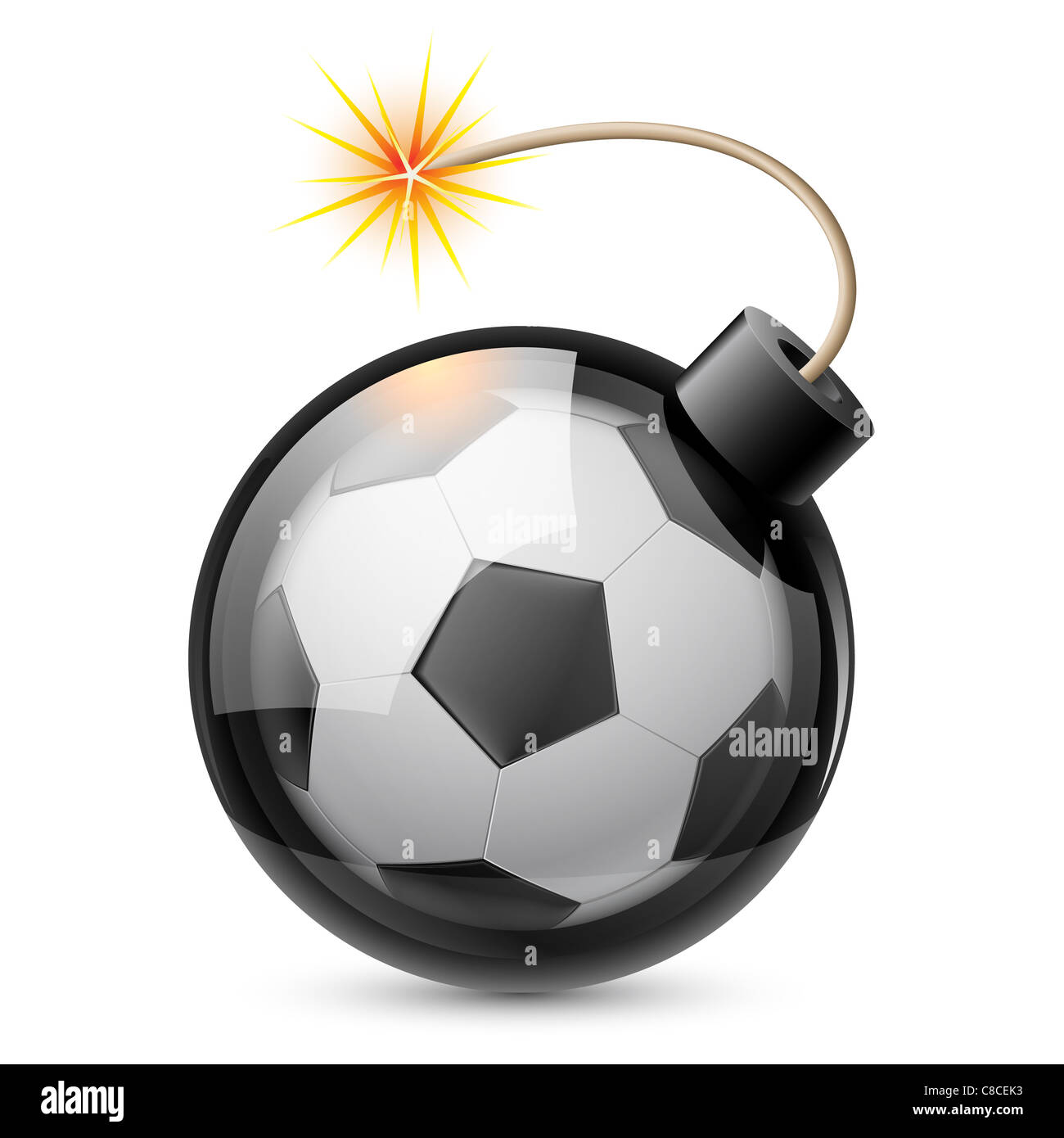 Abstract football shaped like a bomb. Illustration on white background