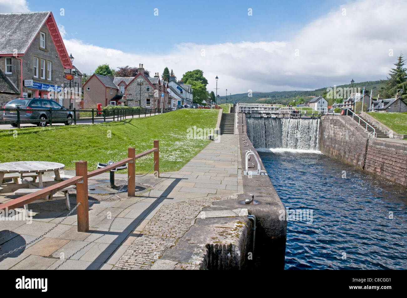 Lock gates at Fort Augustus at the southwestern end of Loch Ness Stock