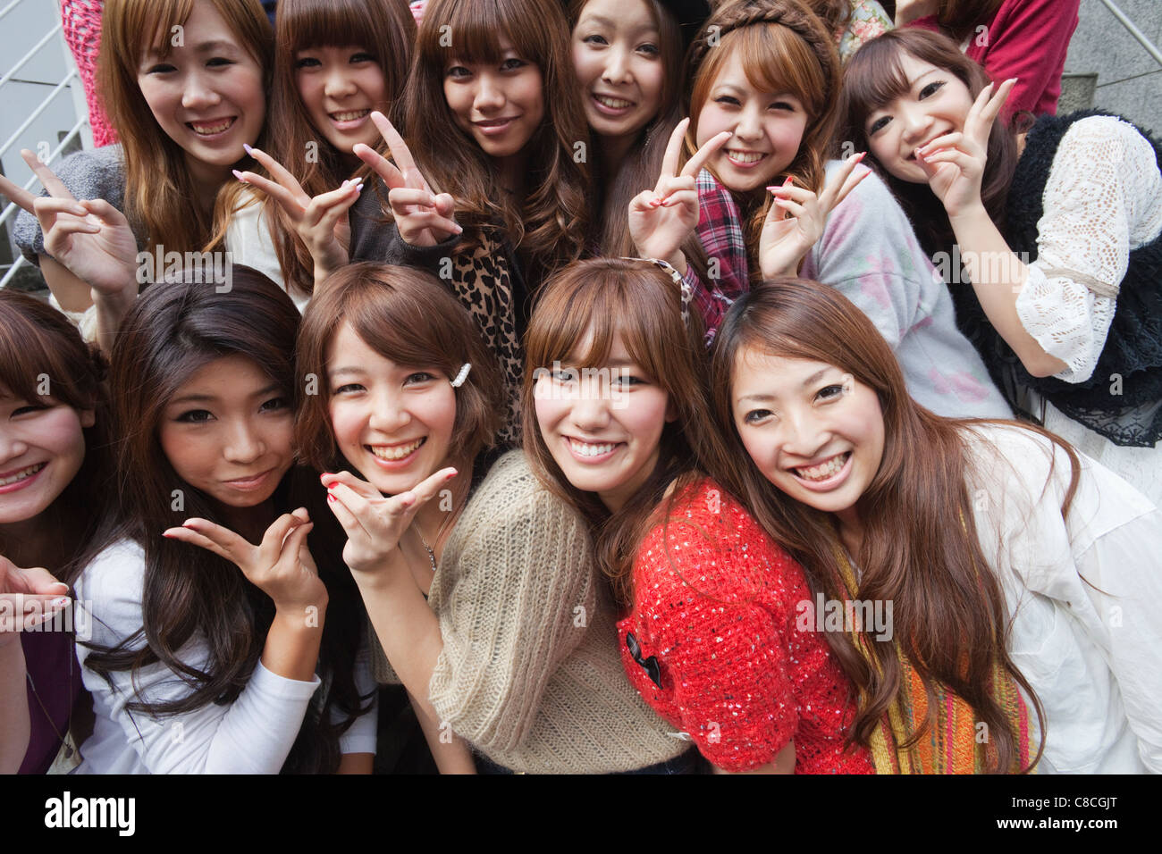 Japan Tokyo Harajuku Group Of Japanese Girls Stock Photo Alamy