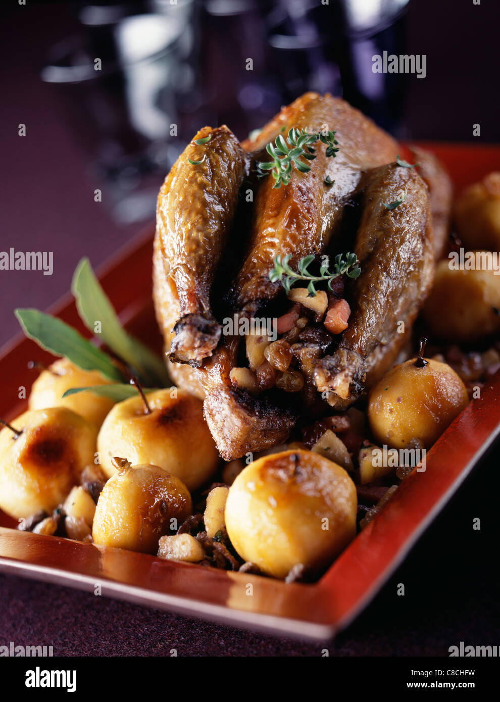 Roast duck with apple stuffing Stock Photo - Alamy
