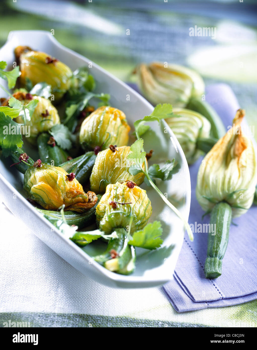 stuffed courgette flowers Stock Photo Alamy