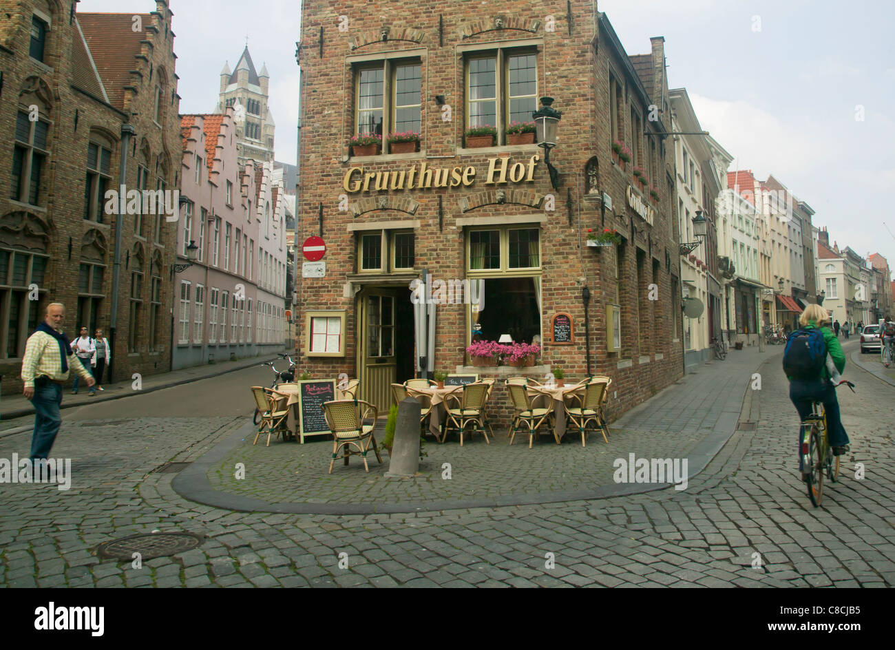 The Gruuthuse Hof, a restaurant in Bruges, West Flanders, Belgium. Stock Photo