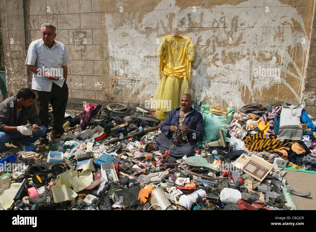 junk for sale at the Souk al Goma Friday Market in Cairo Egypt Stock