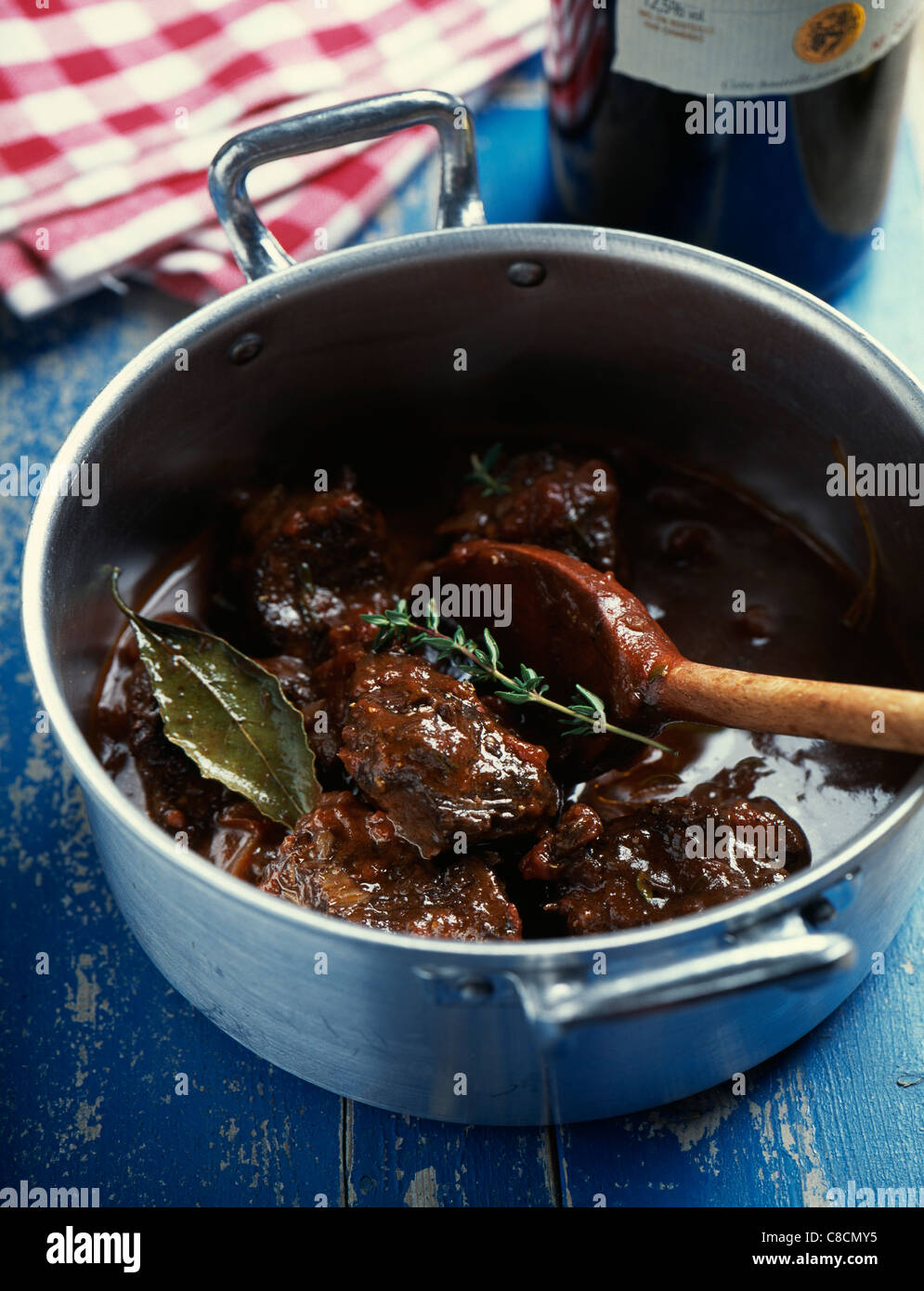 Beef sauté with red wine sauce Stock Photo