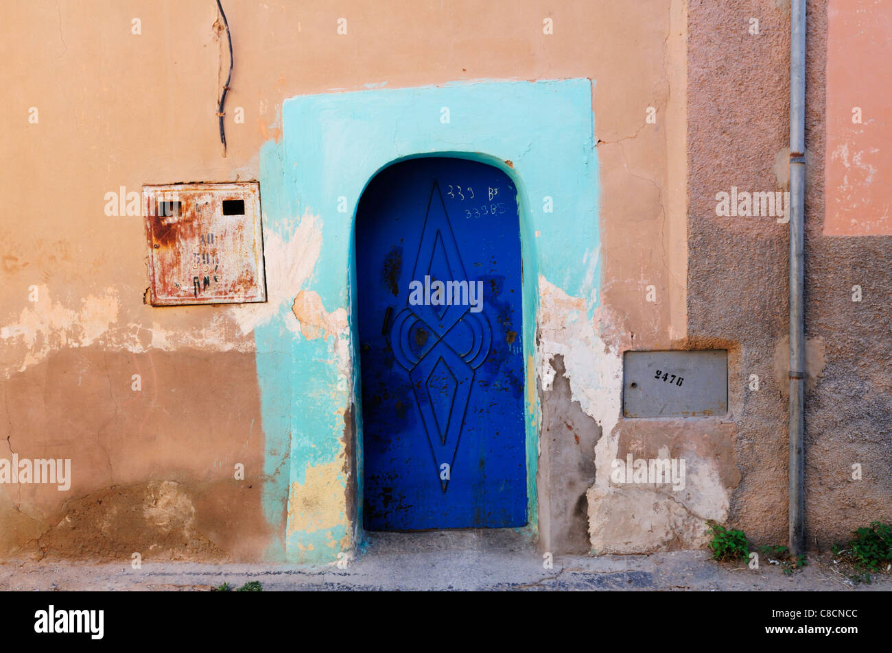 Door in the Ancient Medina, Tiznit, Souss-Massa-Draa Region, Morocco Stock Photo