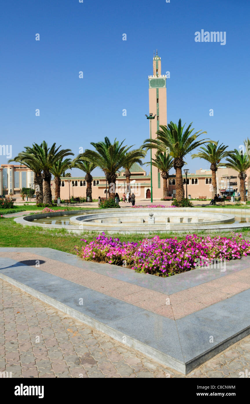 Mosque and Gardens in The Ville Nouvelle, Tiznit, Morocco Stock Photo