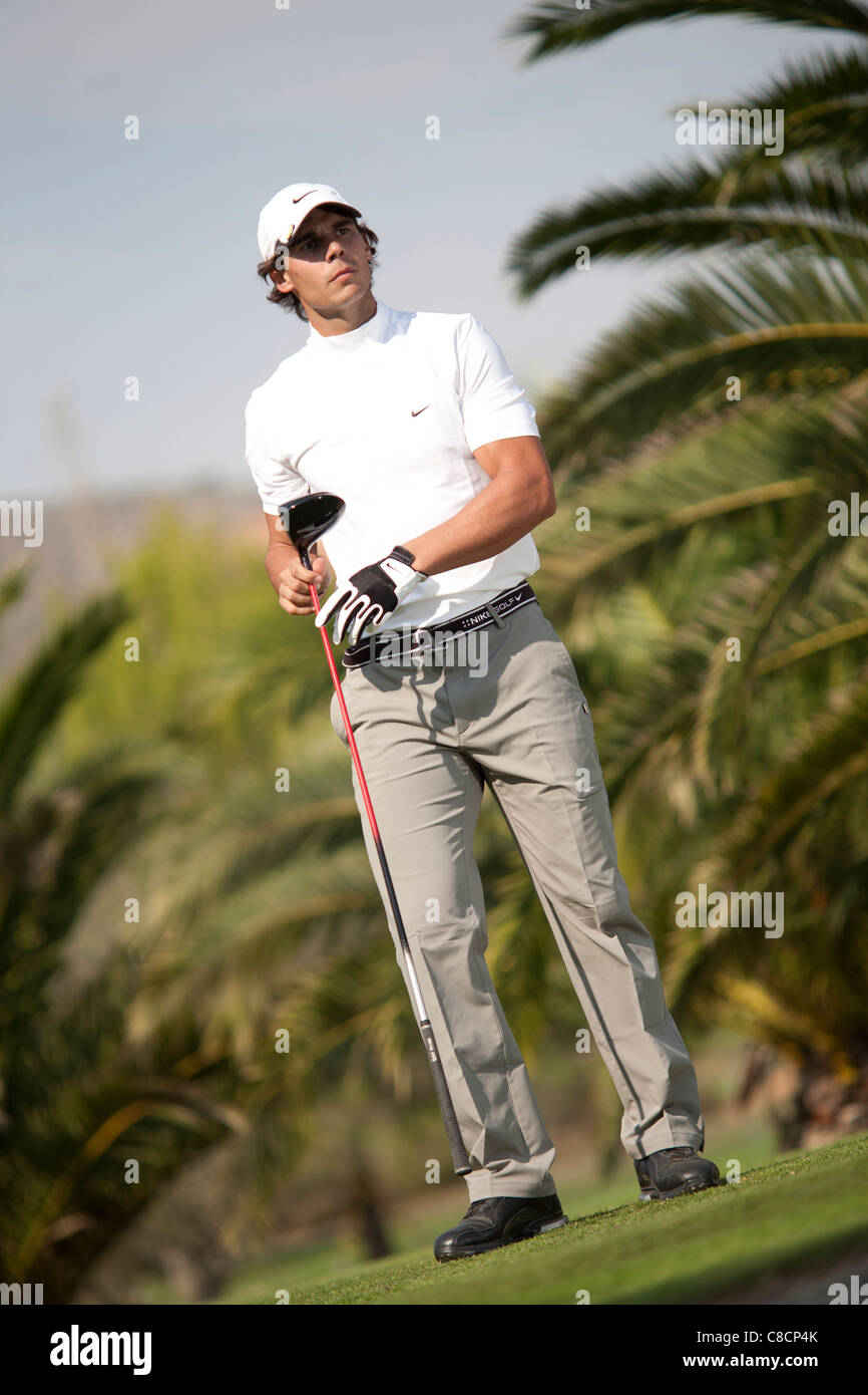 ProAm Golf Tournament - Rafa Nadal preparing his shot Stock Photo