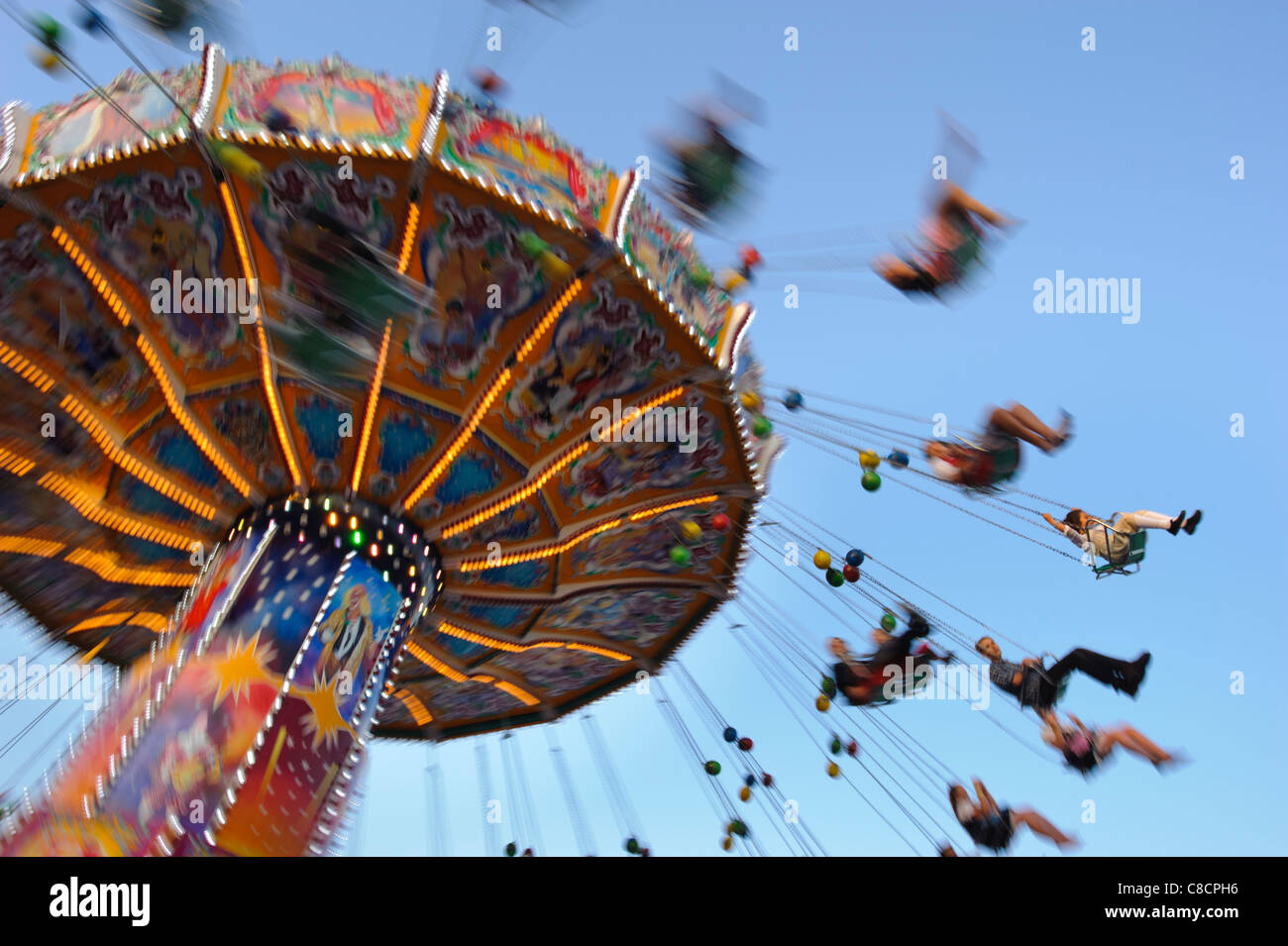 world famous Oktoberfest in Munich, Germany, with carousel at eve Stock Photo