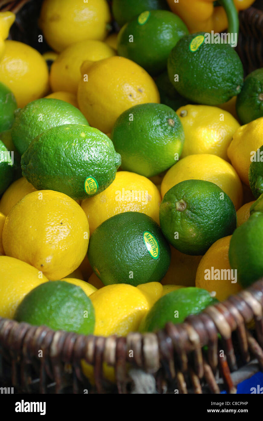 Basket of limes and lemons Stock Photo - Alamy