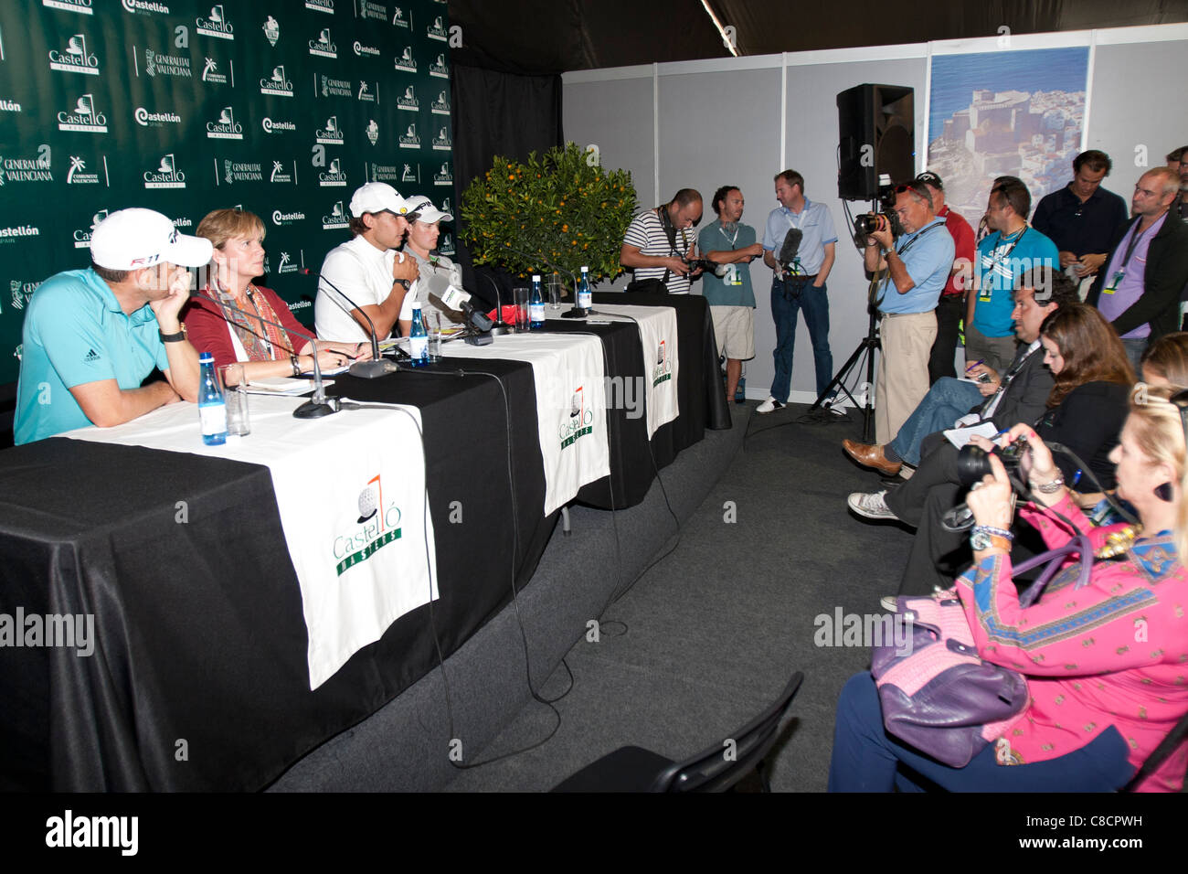ProAm Golf Tournament - Press conference with Sergio Garcia, Rafa Nadal and Tom Lewis Stock Photo
