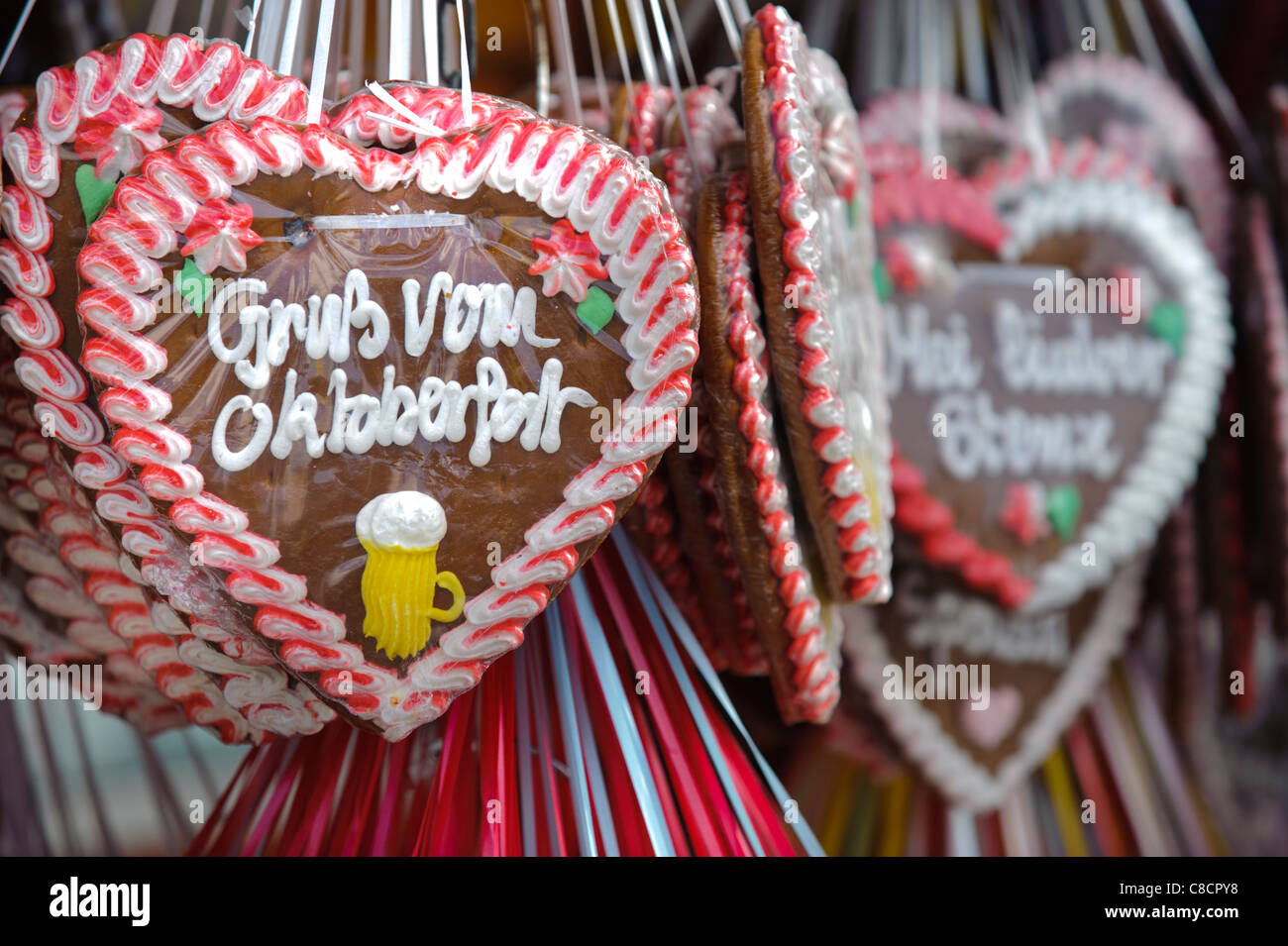 world famous Oktoberfest in Munich, Germany, with chocolate heart Stock Photo